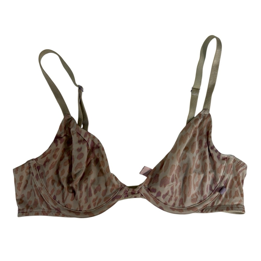 Victoria's Secret 34B Unlined Demi Bra Plunge‎ Animal Print Underwire Multi-Way